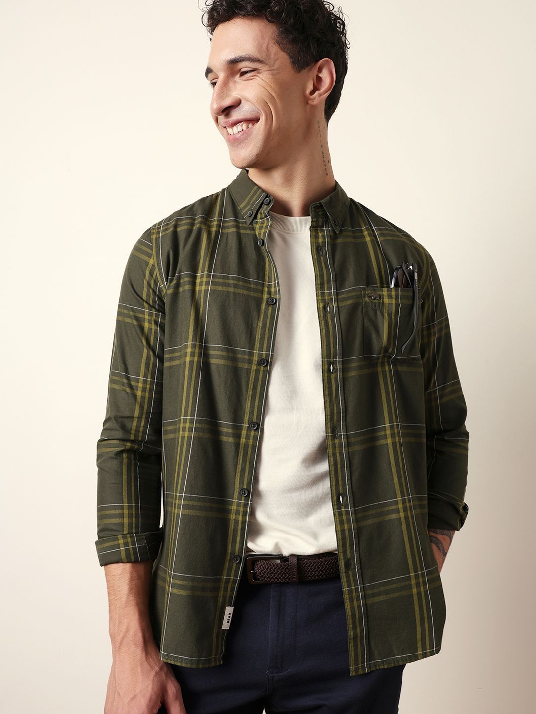 THE BEAR HOUSE Men Slim Fit Checked Casual Shirt