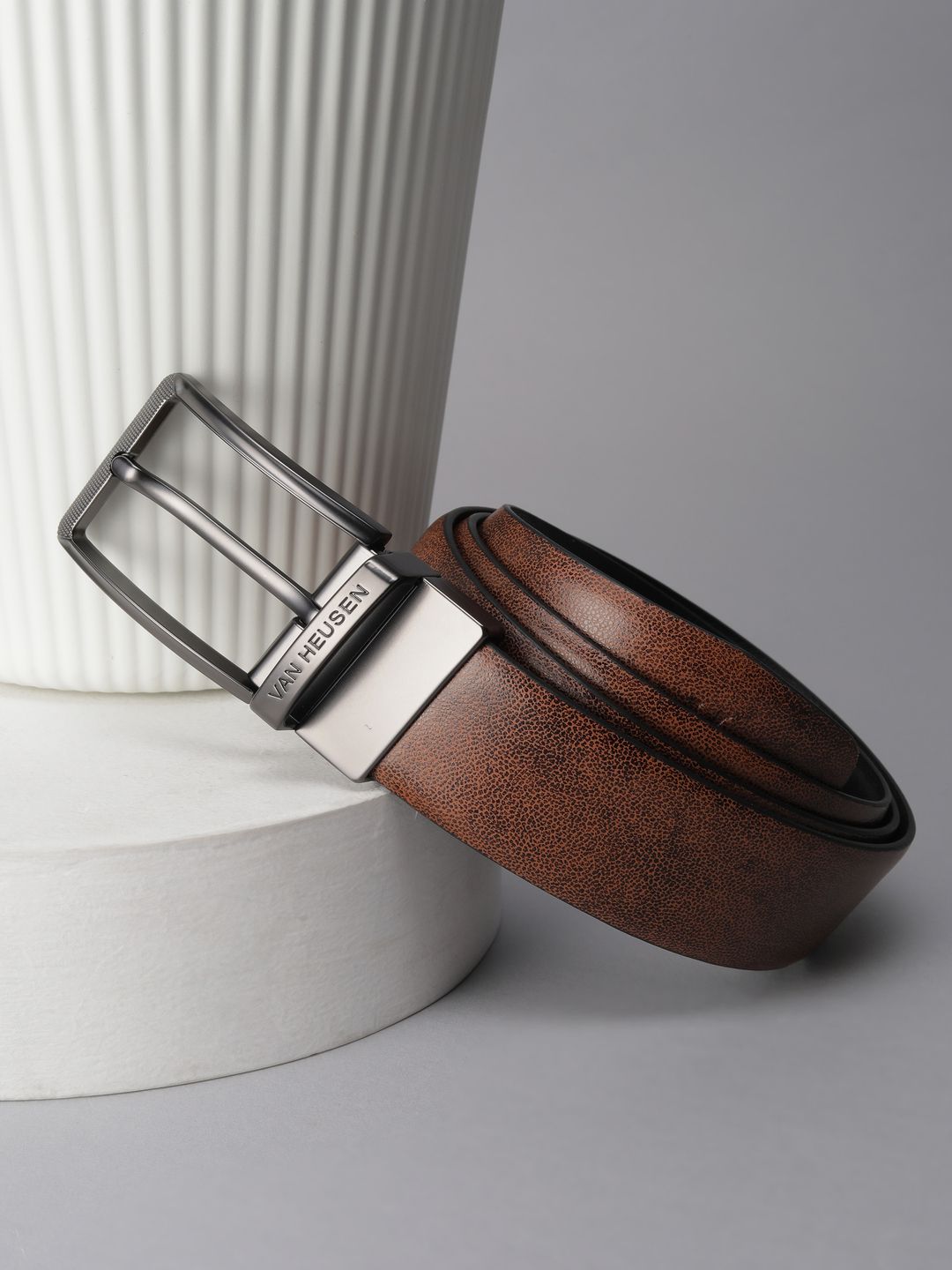 Van Heusen Men Textured Leather Reversible Formal Belt