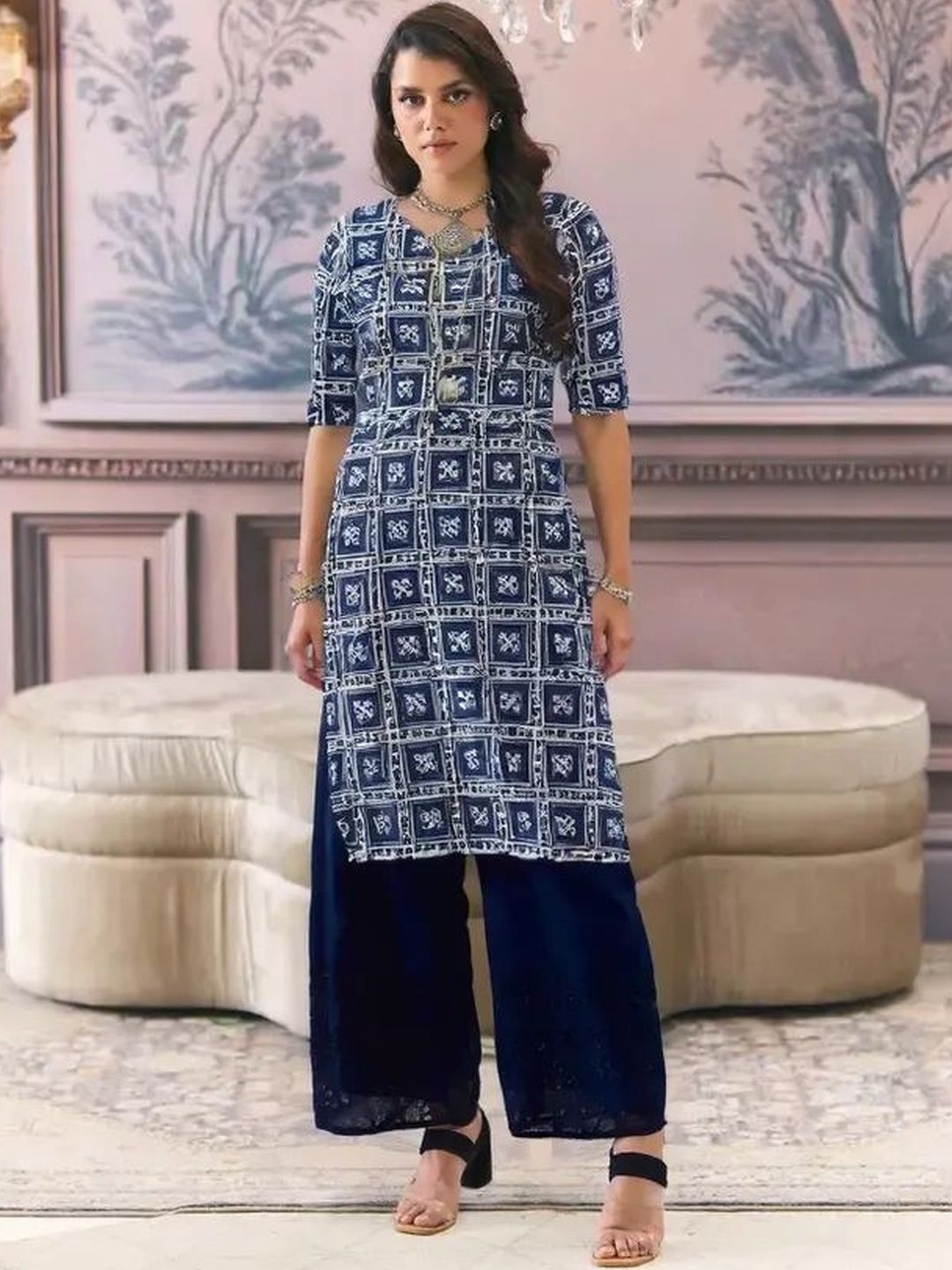 arangya Women Ethnic Motifs Printed Crepe Kurta