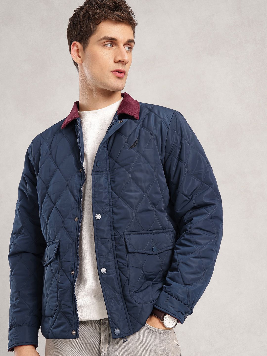 Nautica Spread Collar Quilted Jacket