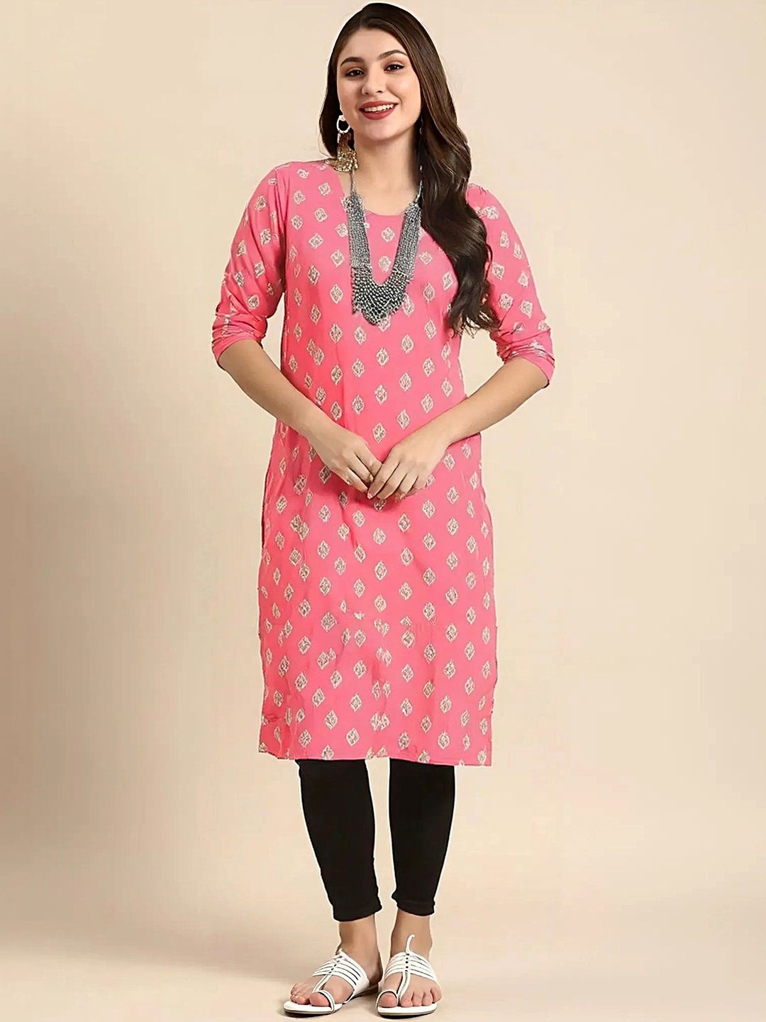 arangya Women Pack Of 2 Ethnic Motifs Printed Crepe Kurta