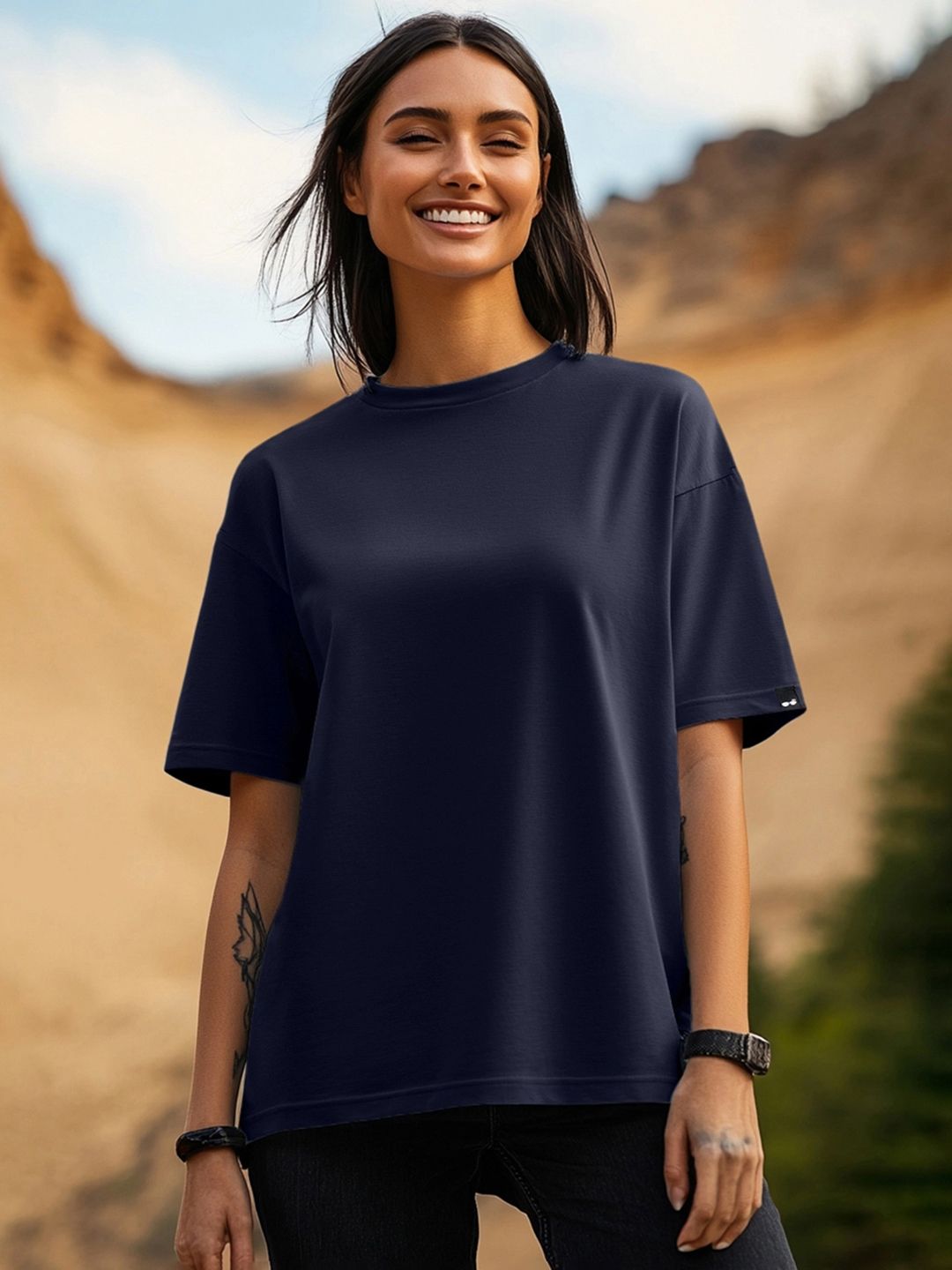 Bewakoof Drop-Shoulder Sleeves Oversized T-shirt