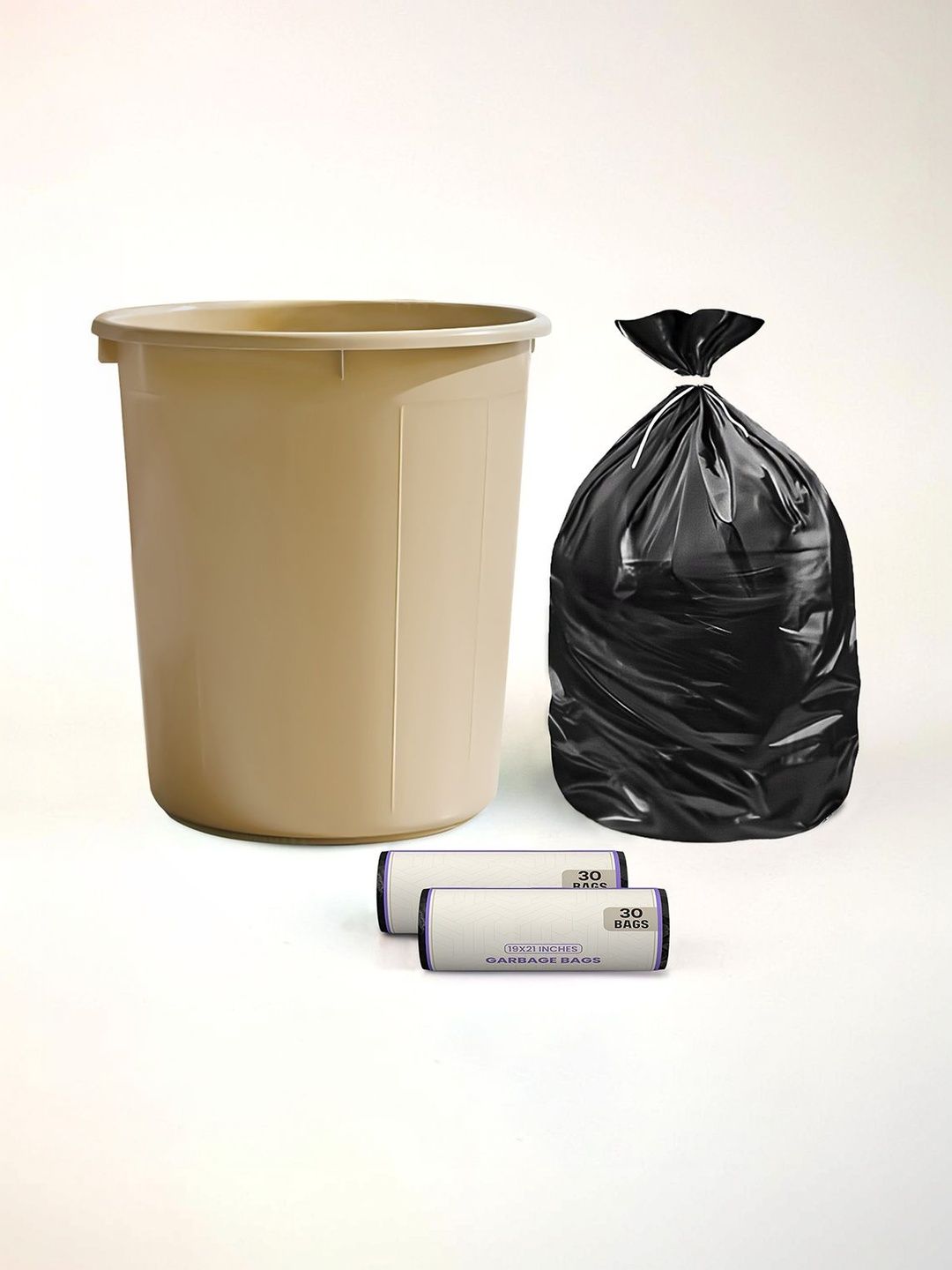 Aura Beige Set of 3 Regular Multi-Utility Dustbin