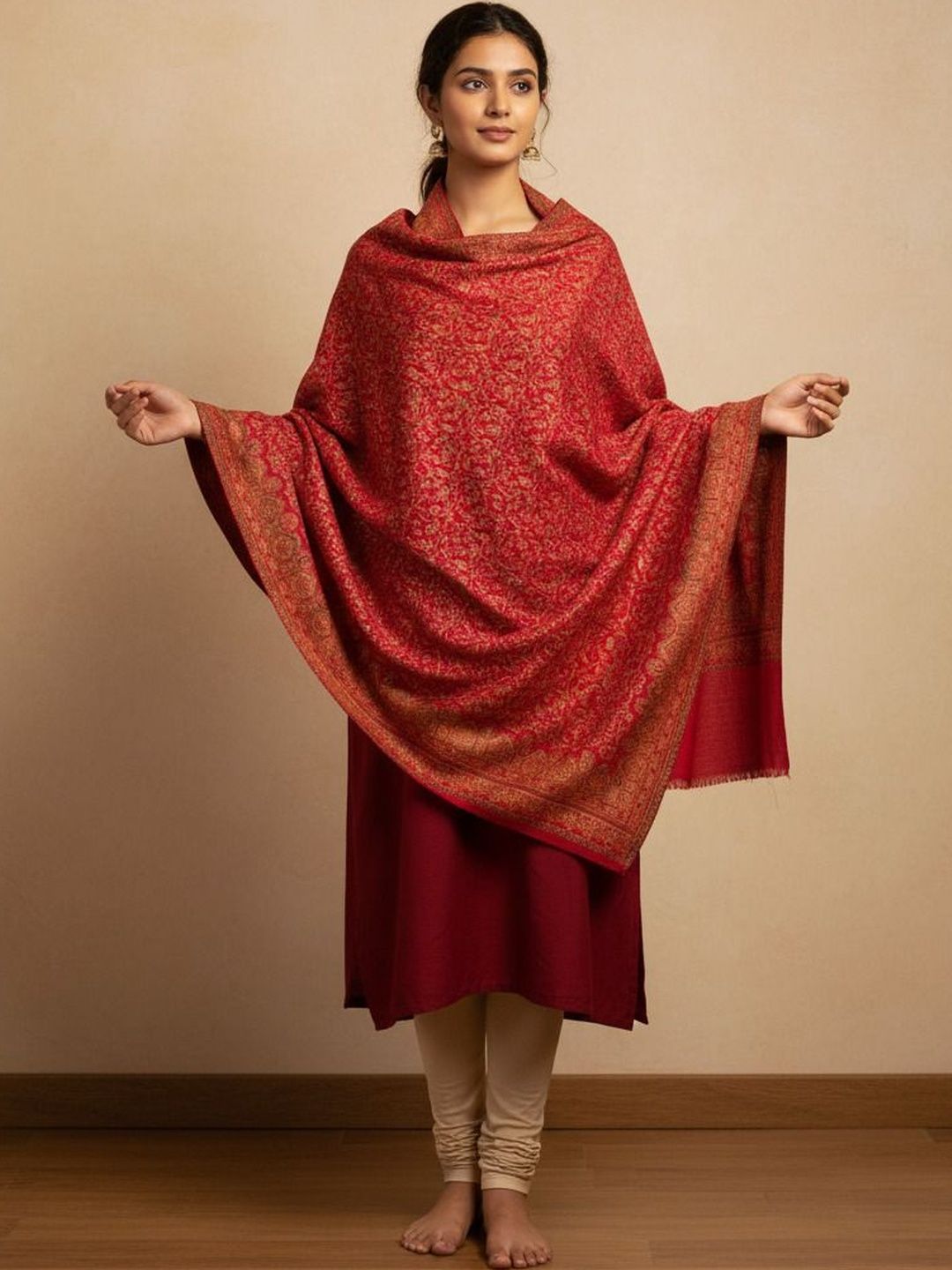 Vrinde Women Ethnic Motifs Embroidered Shawl