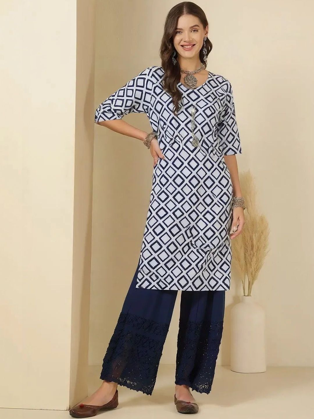 arangya Women Pack Of 2 Geometric Printed Crepe Kurta