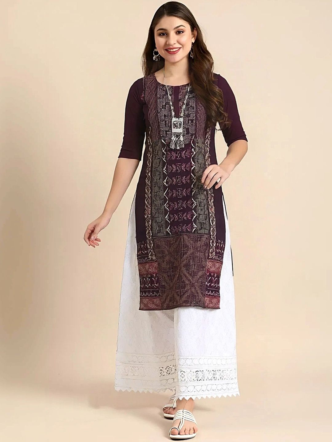arangya Women Pack Of 3 Ethnic Motifs Printed Indie Prints Crepe Kurta