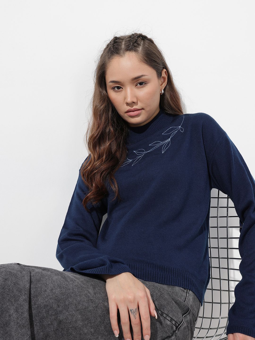 The Roadster Life Co. Floral Embroidered Pullover Sweater