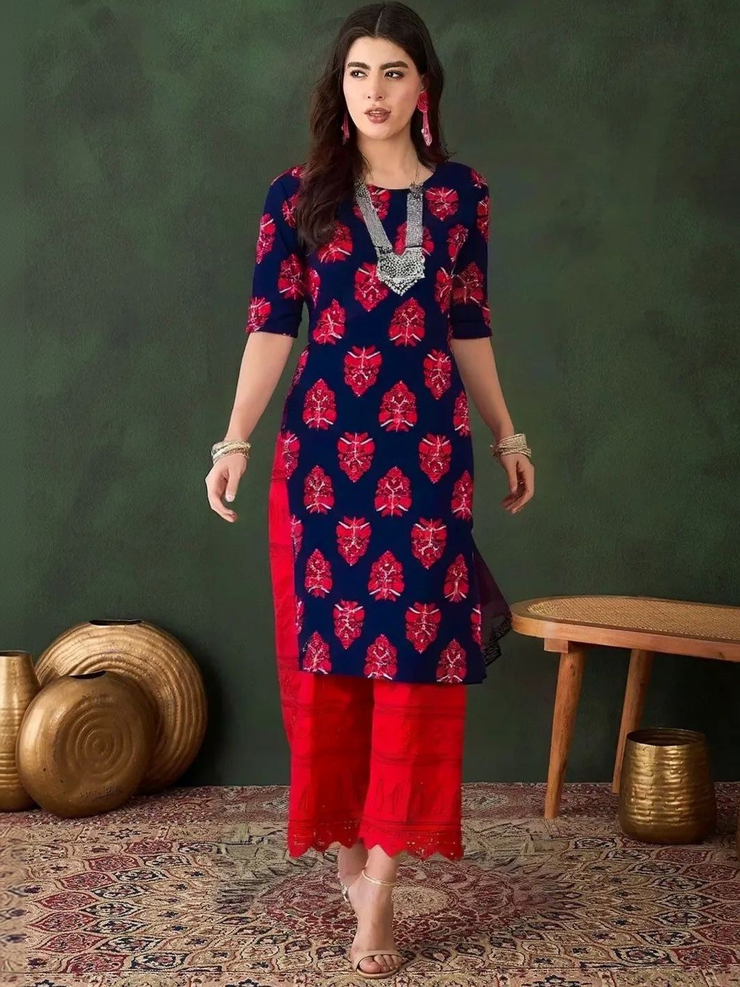 arangya Pack Of 2 Women Ethnic Motifs Printed Crepe Kurta
