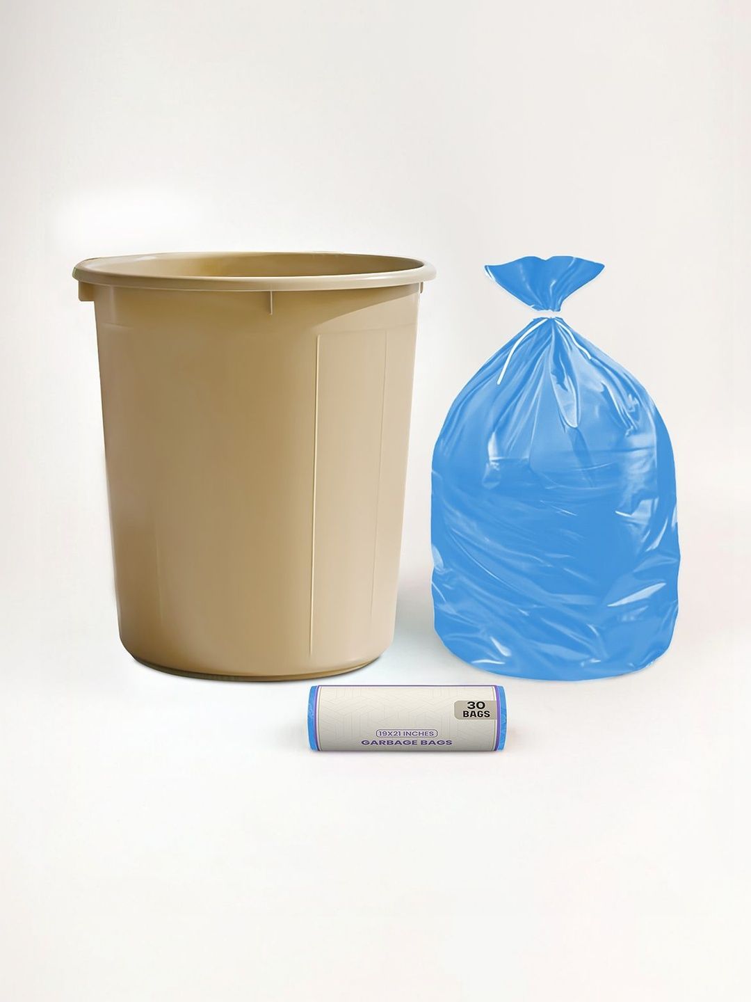Homestic Beige Plastic Open Waste Bin With 1 Garbage Bag Set 13 L