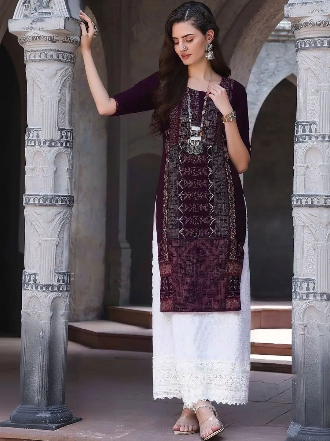 arangya Women Ethnic Motifs Printed Crepe Kurta