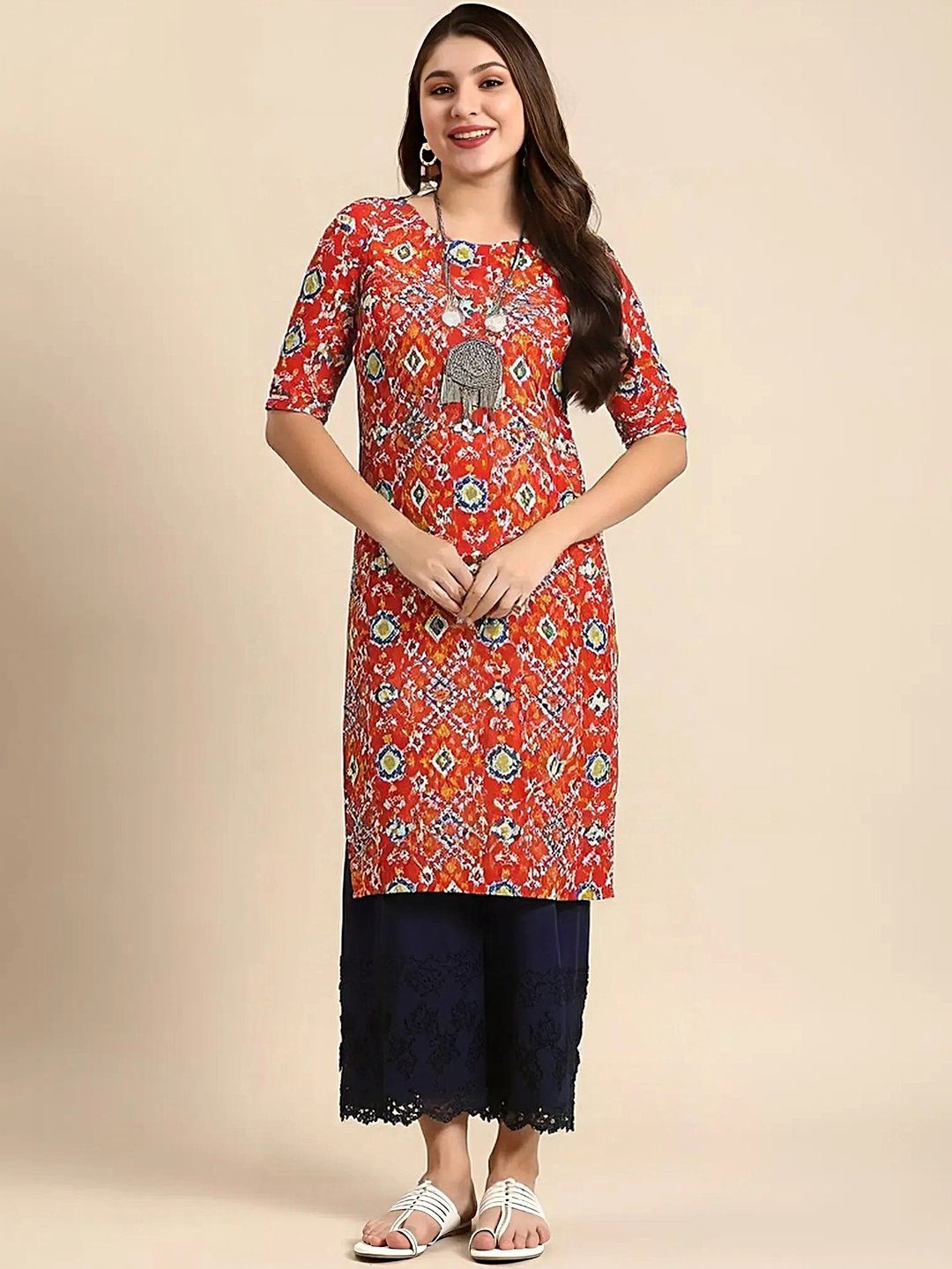 arangya Women Pack Of 3 Ethnic Motifs Printed Indie Prints Crepe Kurta