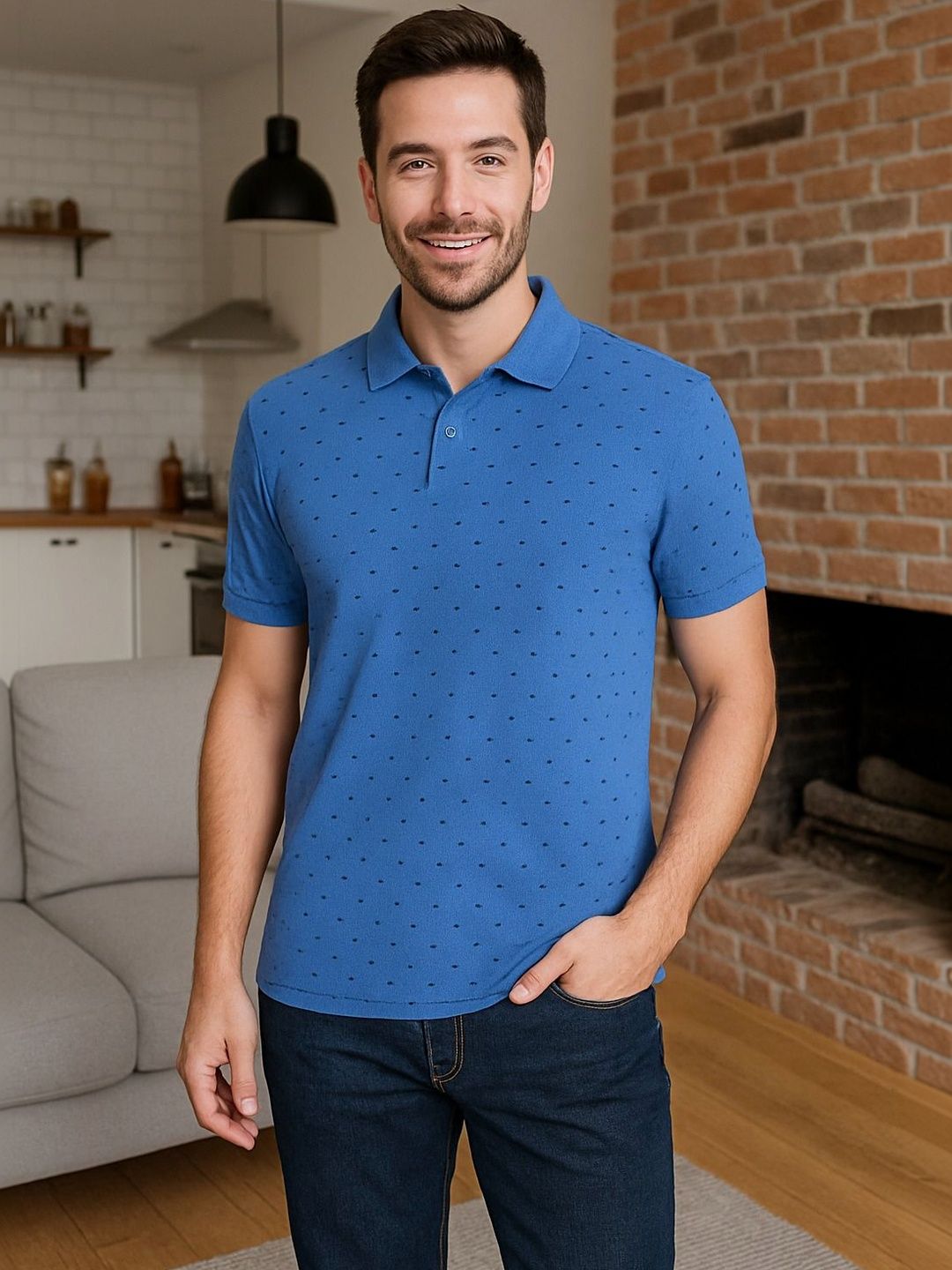 Raves Men Printed Polo Collar Bio Finish T-shirt
