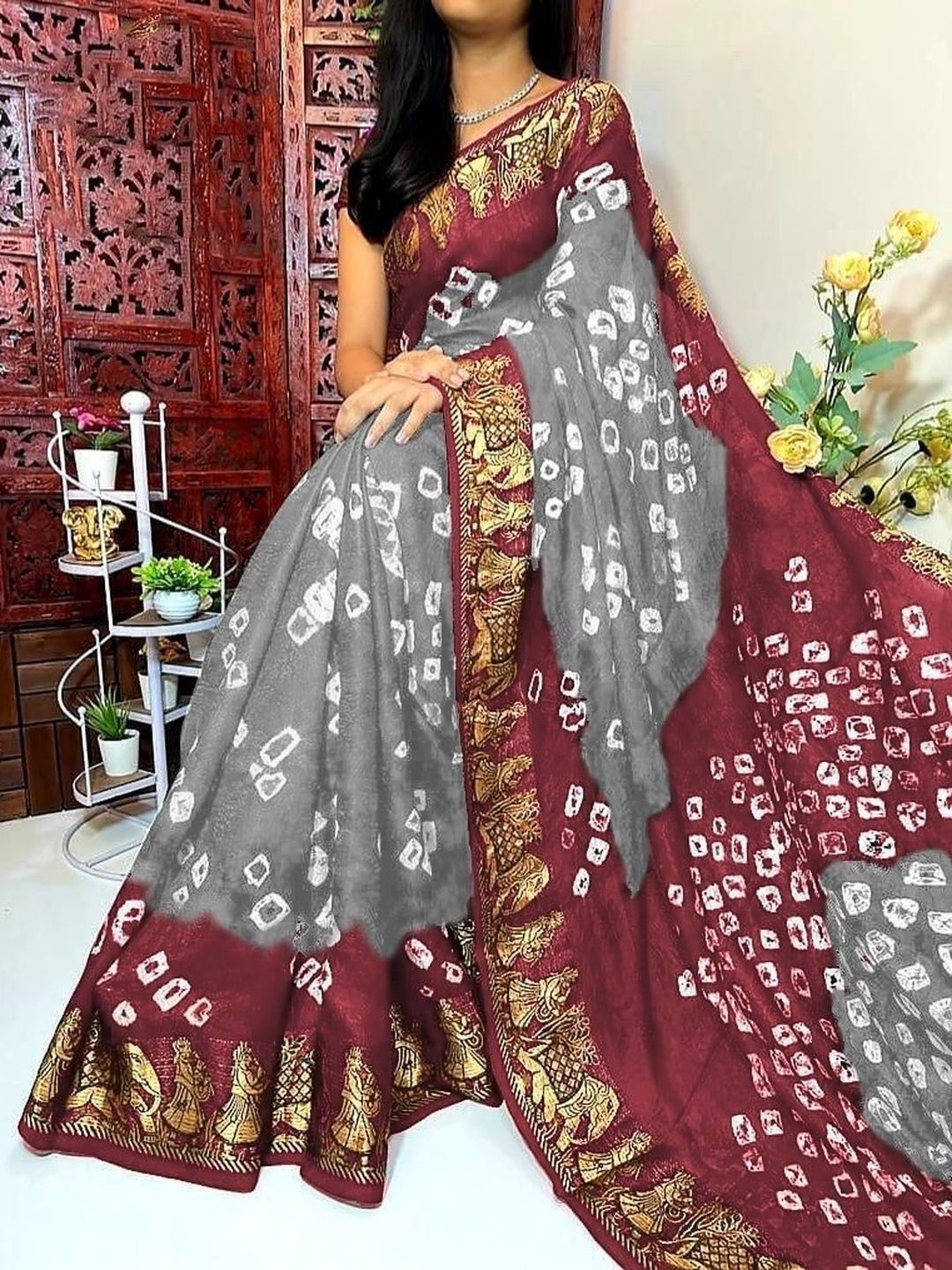 JERAVI Enterprise Bandhani Art Silk Saree