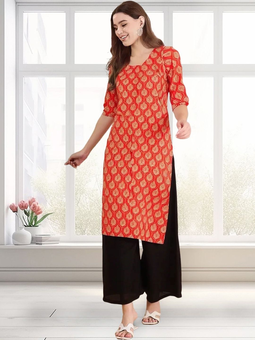 arangya Pack Of 3 Women Ethnic Motifs Printed Indie Prints Crepe Kurta