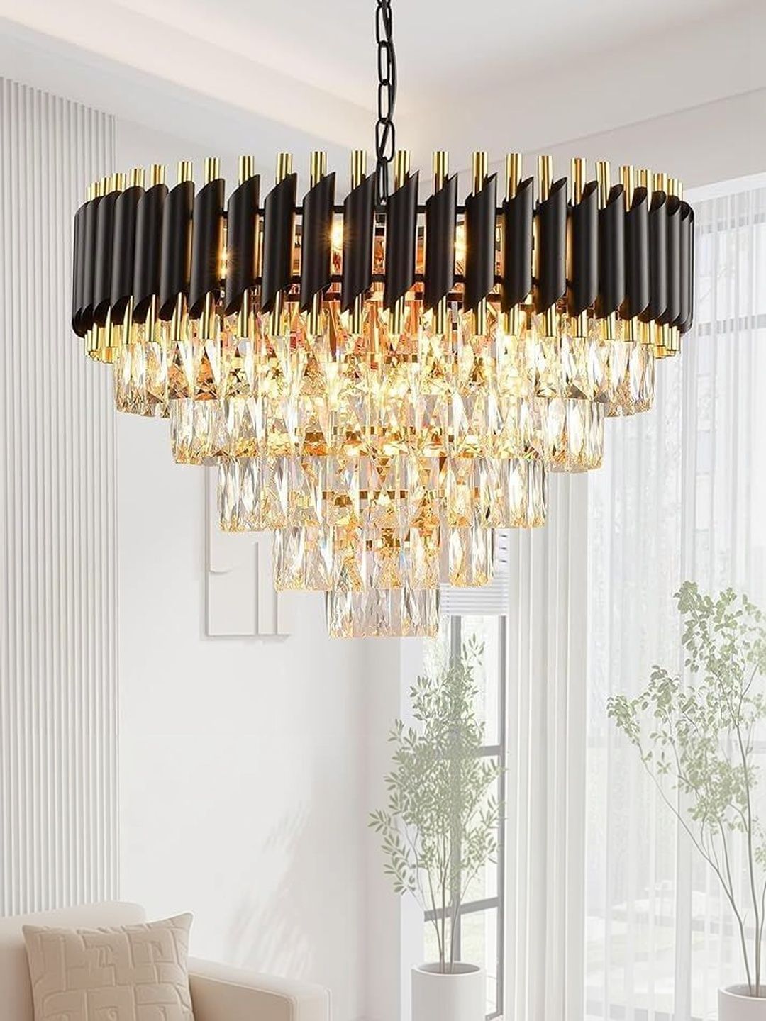OJIT LIGHT DECORATION Black & Black Textured Contemporary Ceiling Lamp
