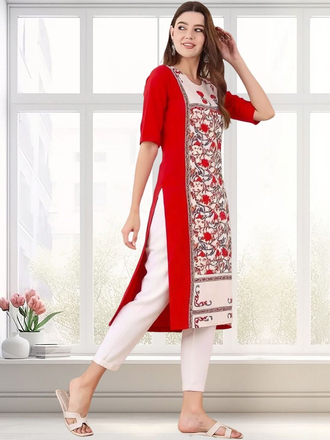 arangya Women Pack Of 2 Floral Printed Indie Florals Crepe Kurta