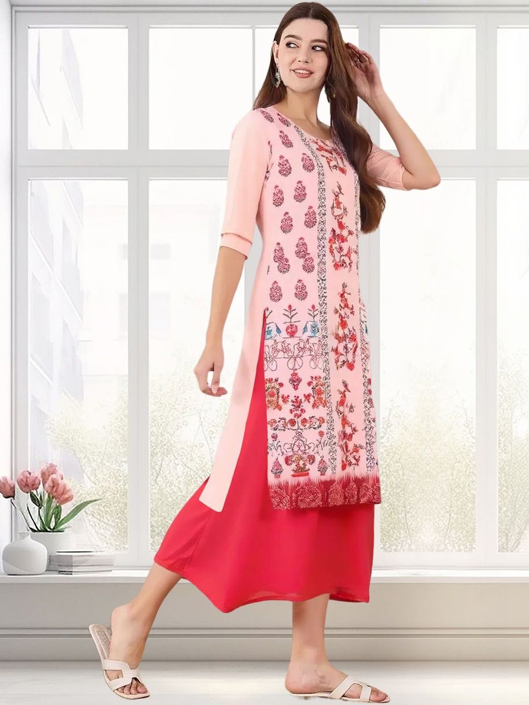 arangya Women Pack Of 3 Ethnic Motifs Printed Indie Prints Crepe Kurta