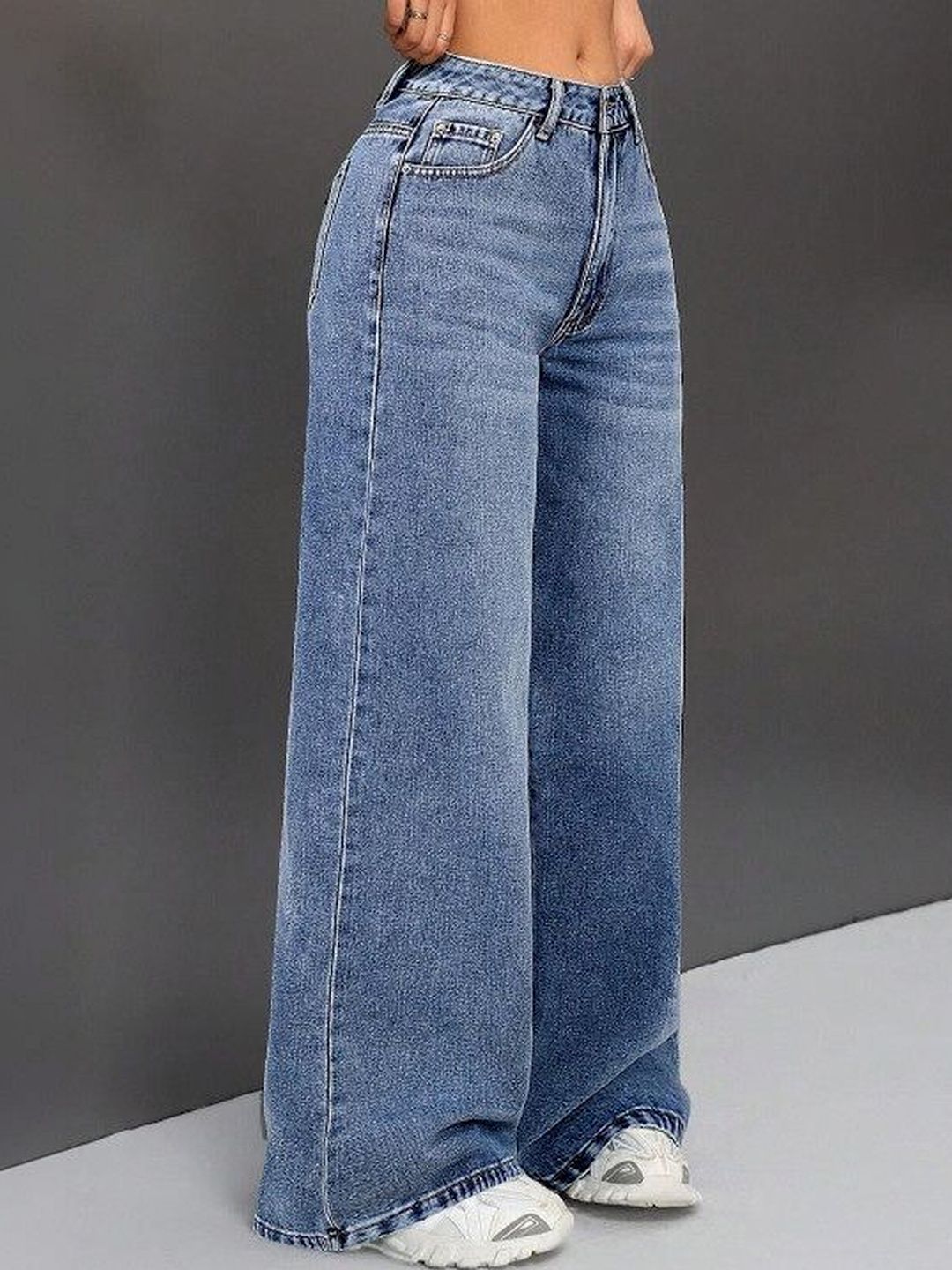 TYFFYN TYFFYN Women Comfort Wide Leg High-Rise Light Fade Stretchable Jeans