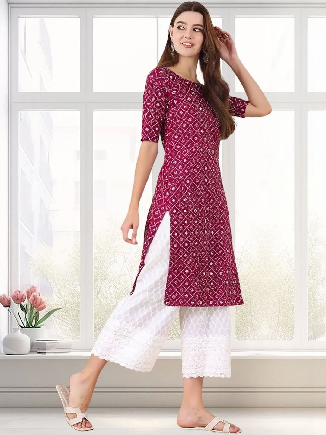 arangya Women Pack Of 2 Geometric Printed Crepe Kurta