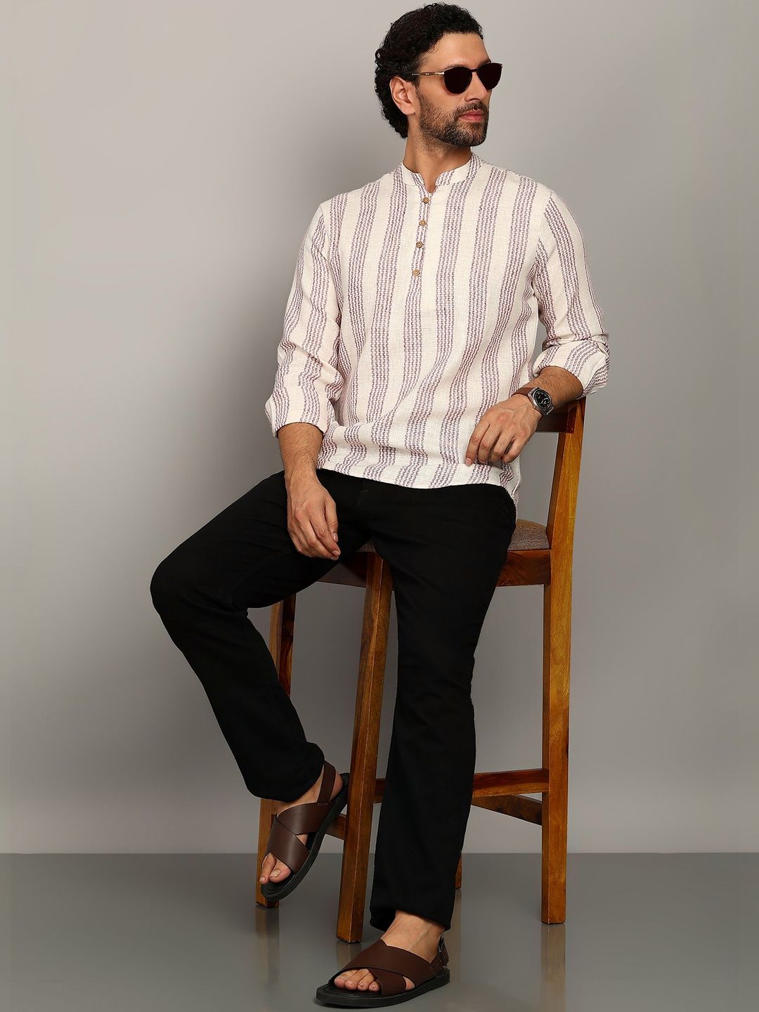 HERE&NOW Men Striped Kurta