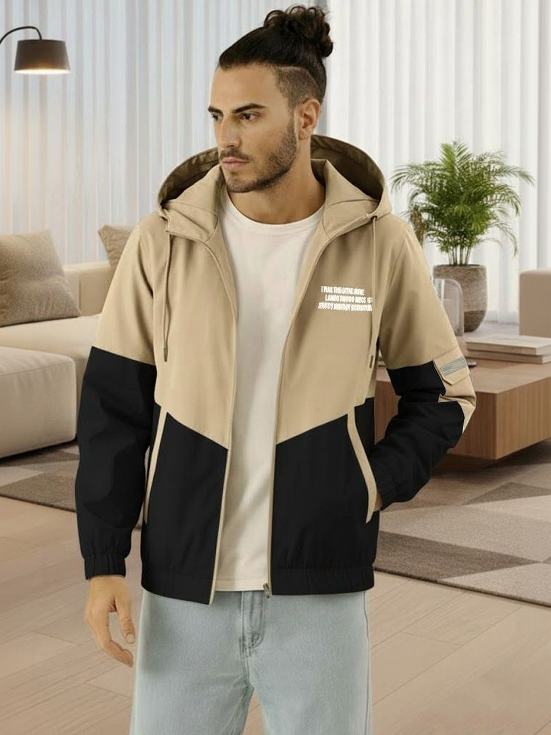 MOTREX Men Typography Colourblocked Regular Casual Puffer Jacket
