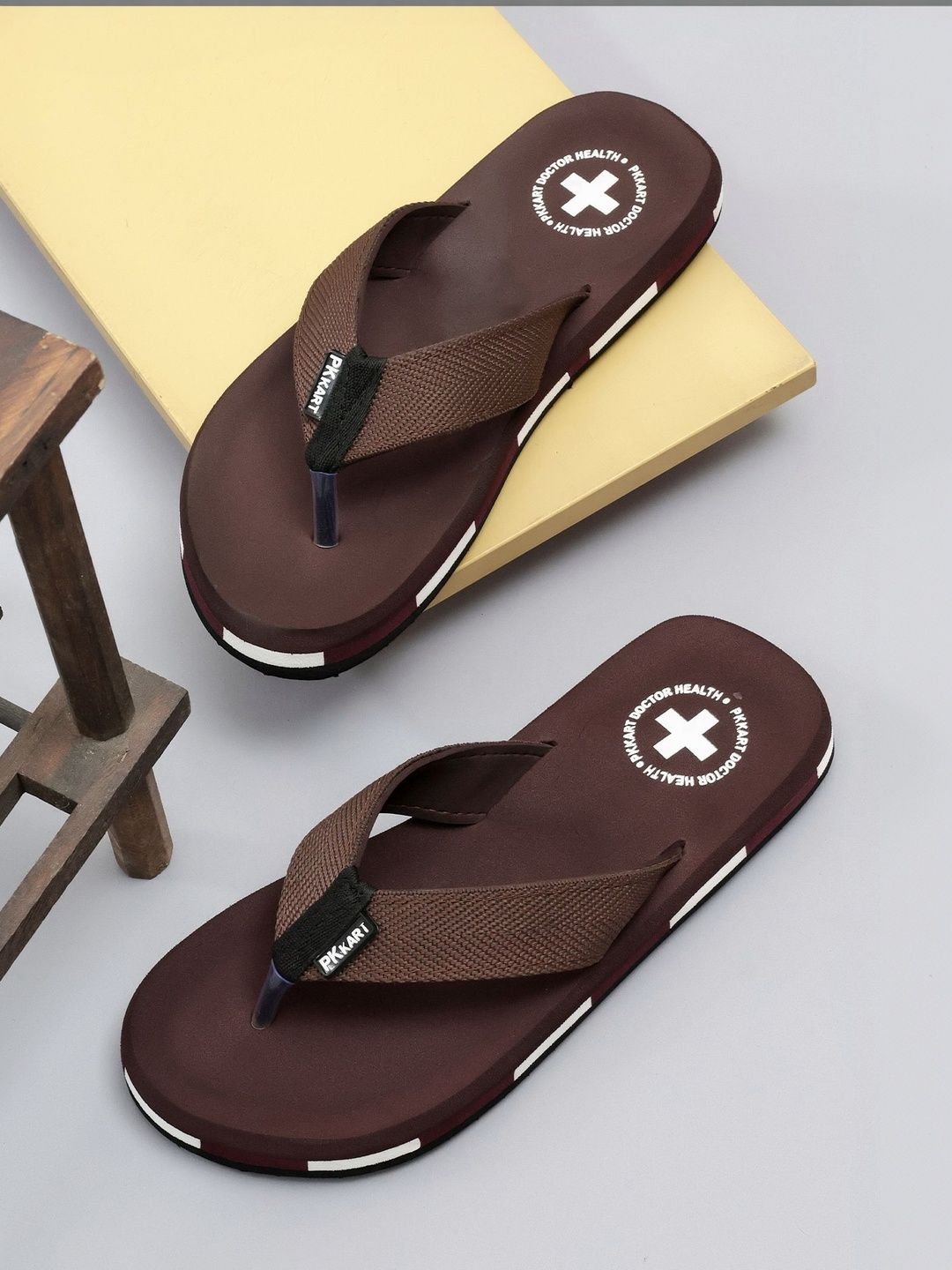 PKKART Men Striped Thong Flip-Flops