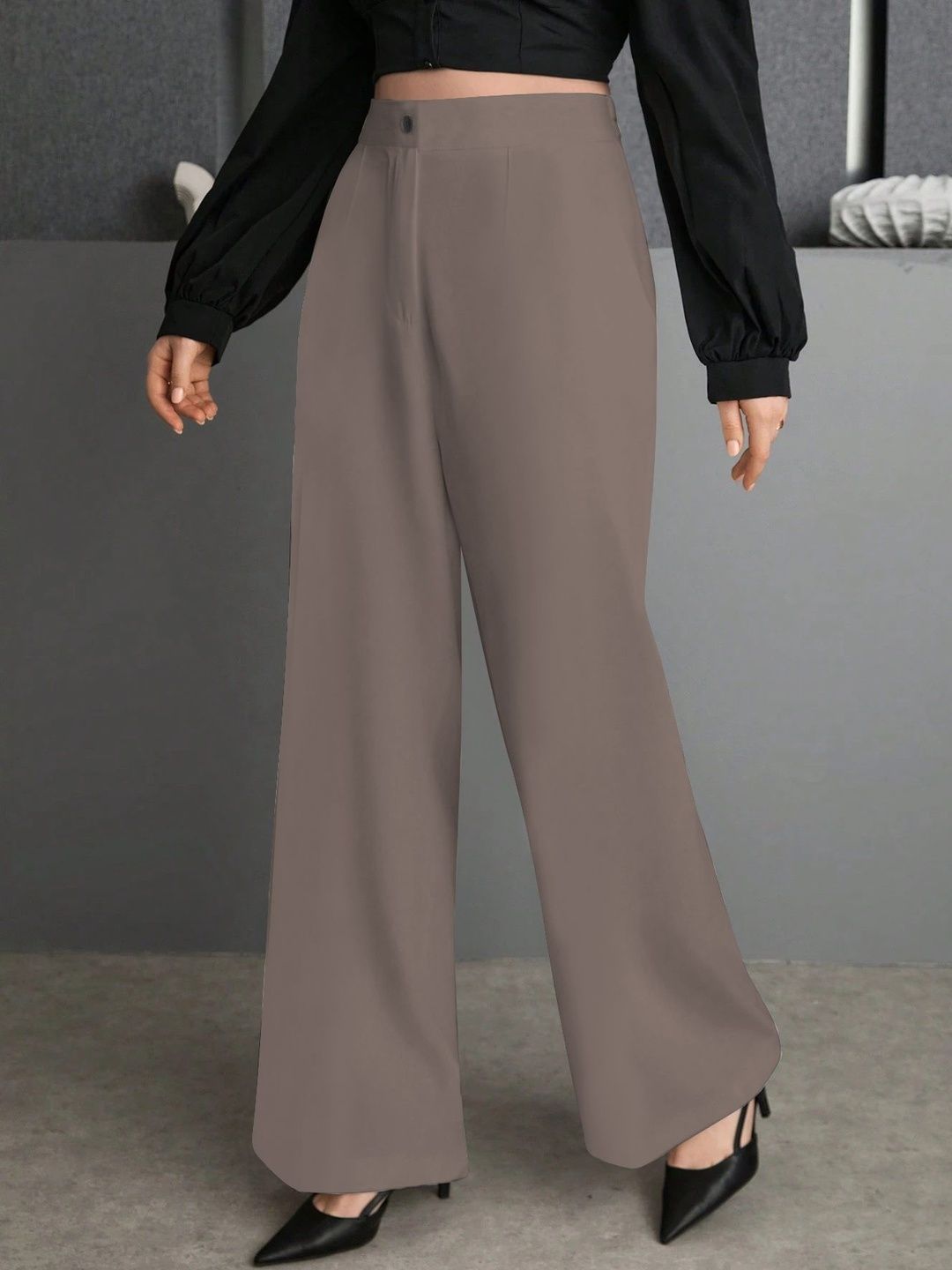 KERI PERRY KERI PERRY Women Relaxed Straight Leg High-Rise Non Iron Trousers