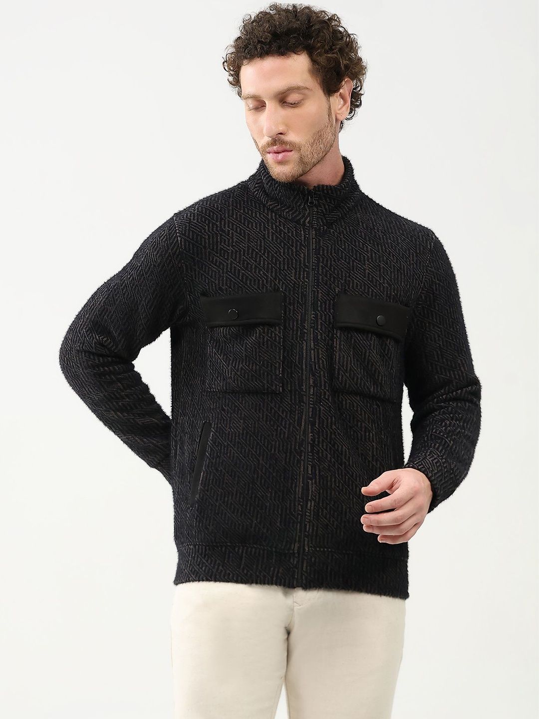 Global Republic Men Woollen Open Front Jacket