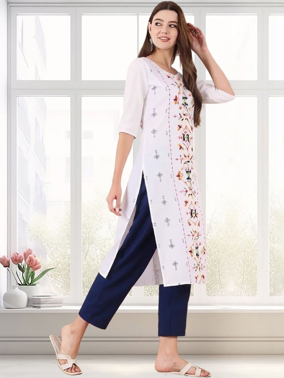 arangya Women Pack of 2 Ethnic Motifs Printed Indie Prints Crepe Kurta