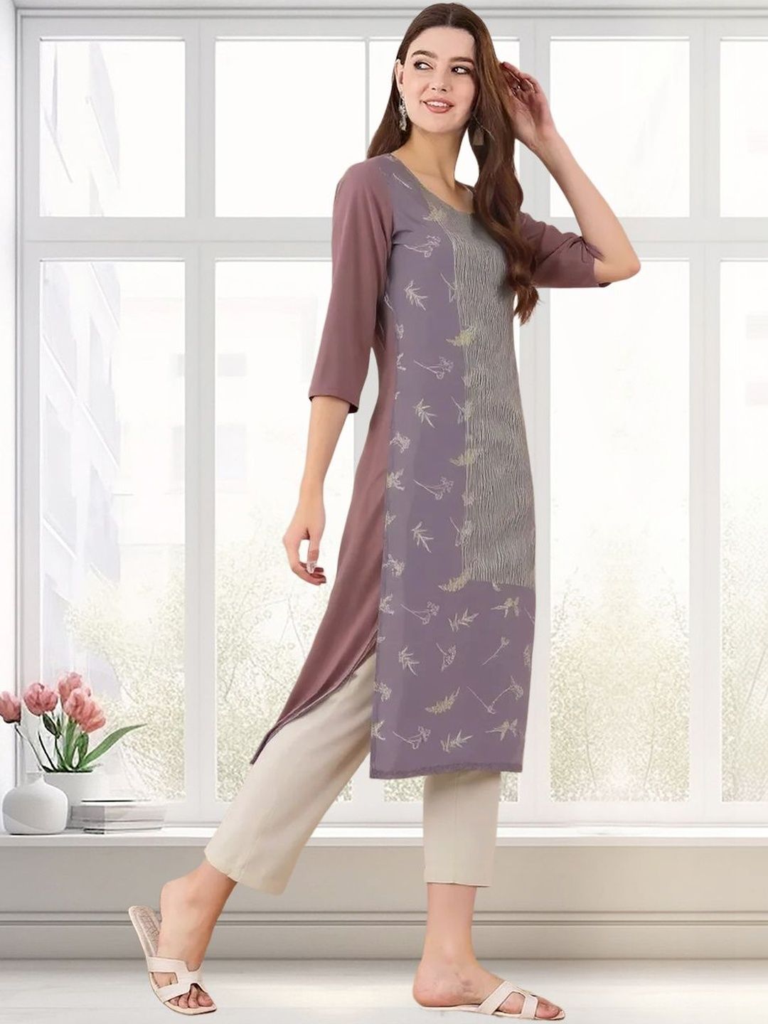 arangya Women Pack Of 3 Floral Printed Indie Florals Crepe Kurta