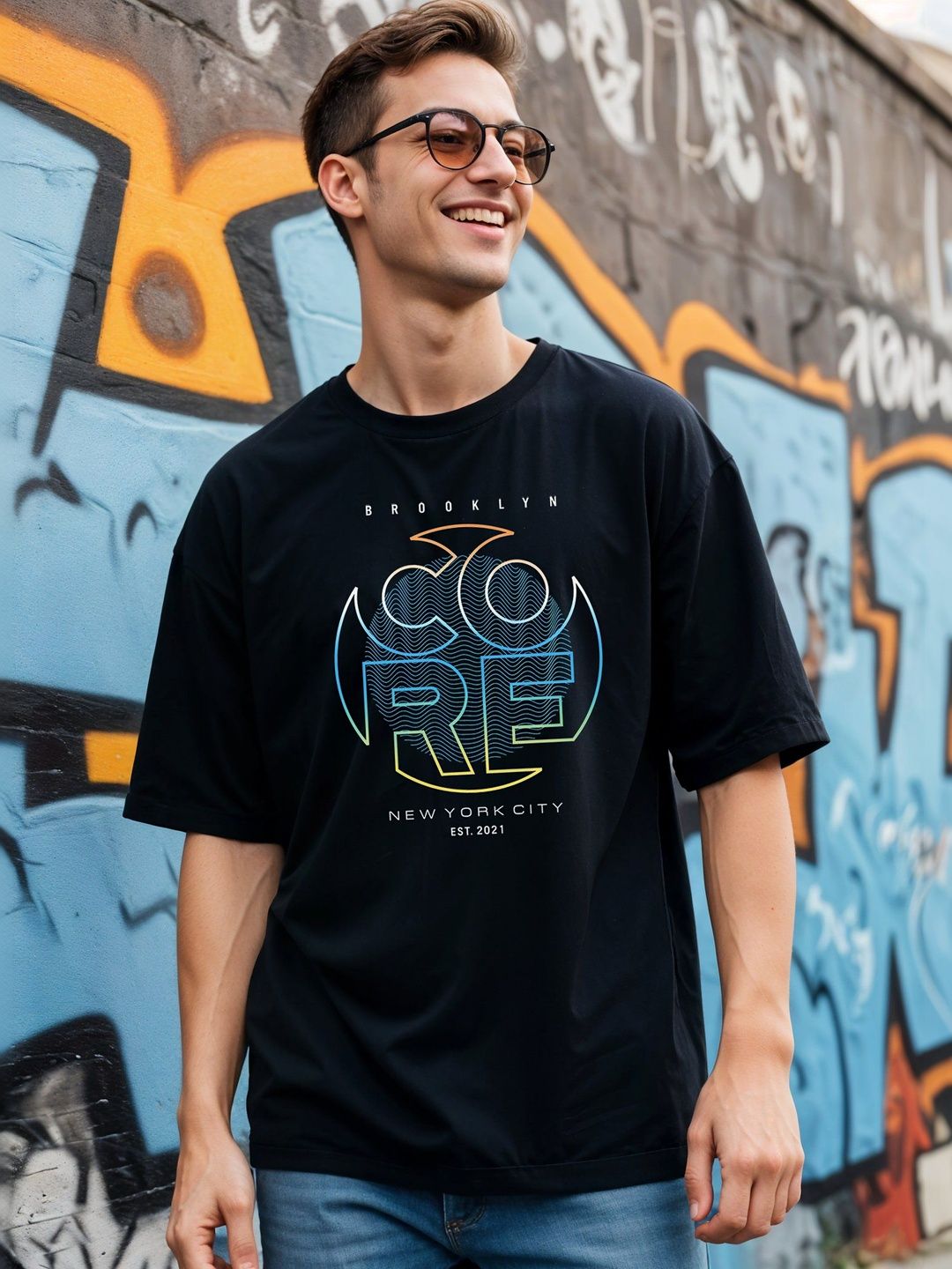 SMARTEES Men Oversized Typography Printed T-shirt