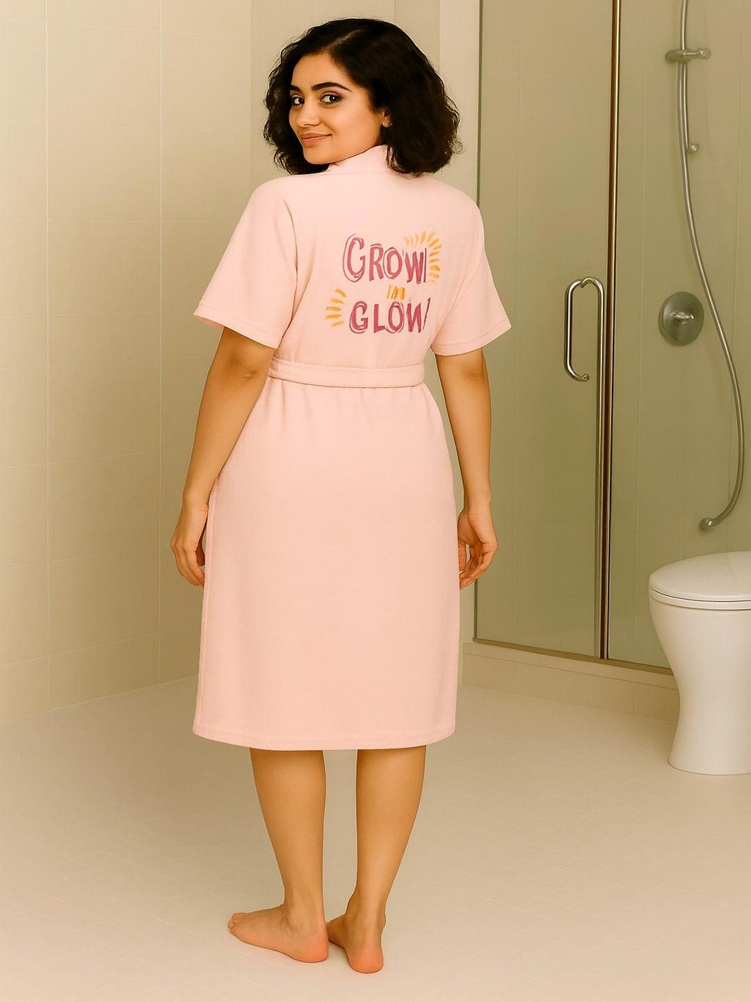 GAB Pure Cotton 500 GSM Printed Adult-Women Bath Robe
