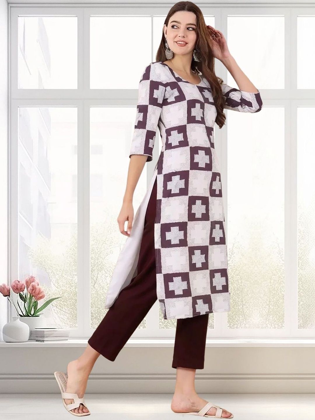 arangya Women Pack Of 3 Geometric Printed Crepe Kurta