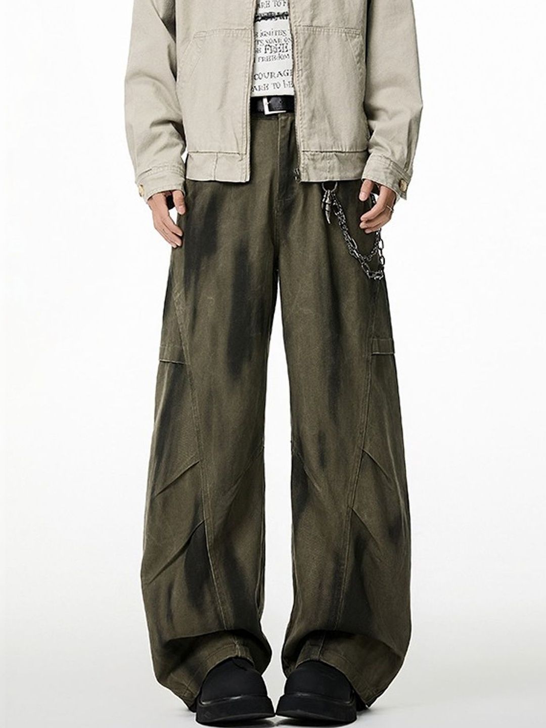 StyleCast Men Wide Leg High-Rise Medium Shade Jeans