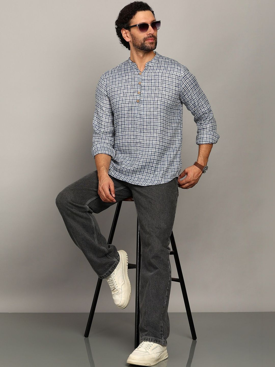 HERE&NOW Men Checked Kurta