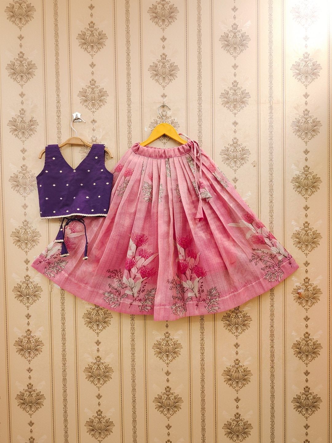 Sangria Girls Embellished V-Neck Flared Lehenga Choli