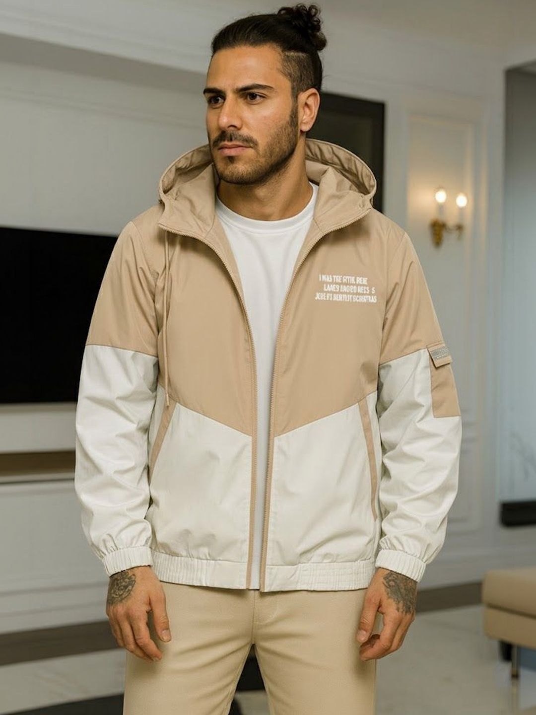 VERTICALS Men Typography Colourblocked Lightweight Sporty Jacket