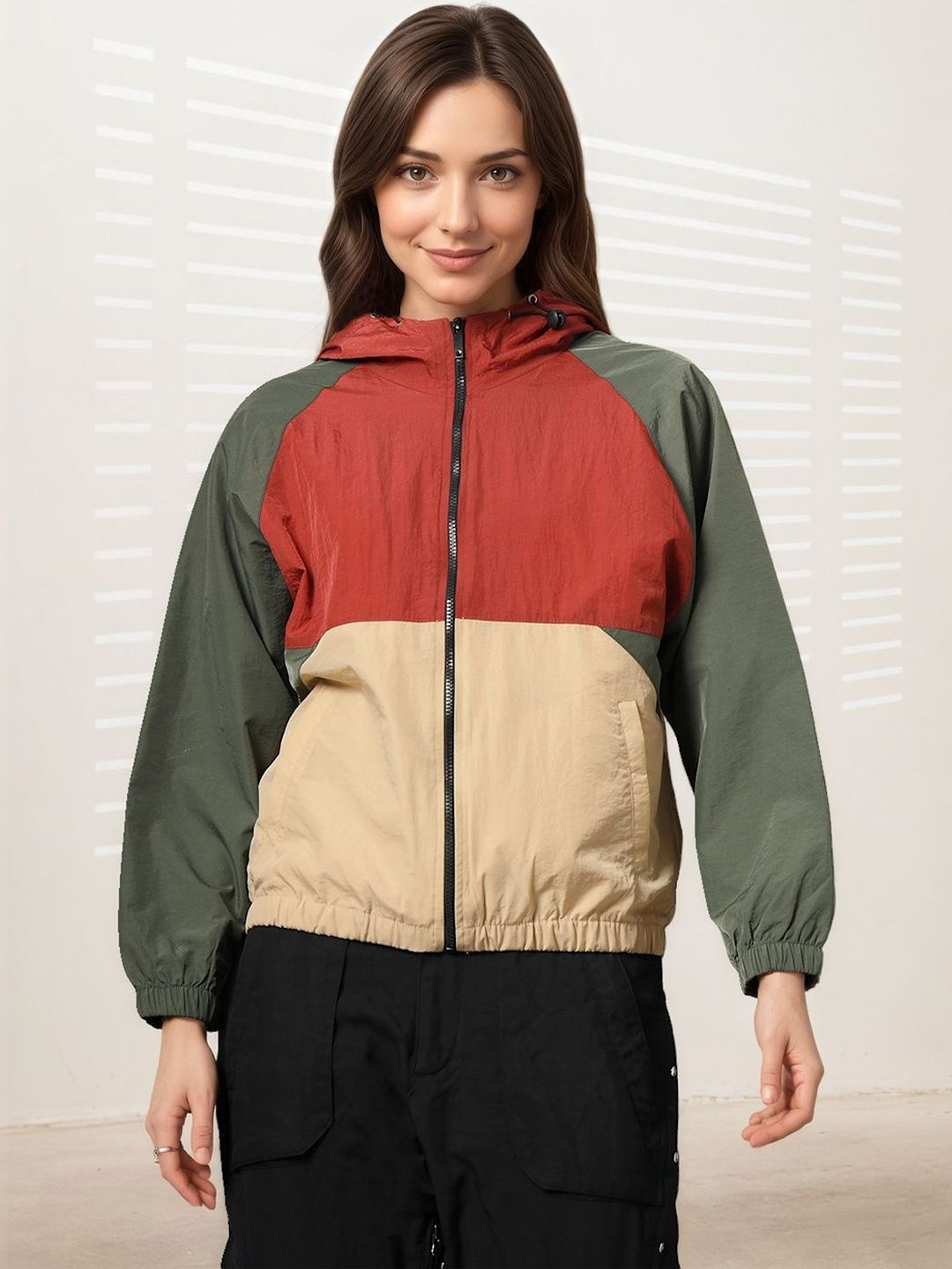 Mast & Harbour Women Colourblocked Lightweight Sporty Jacket