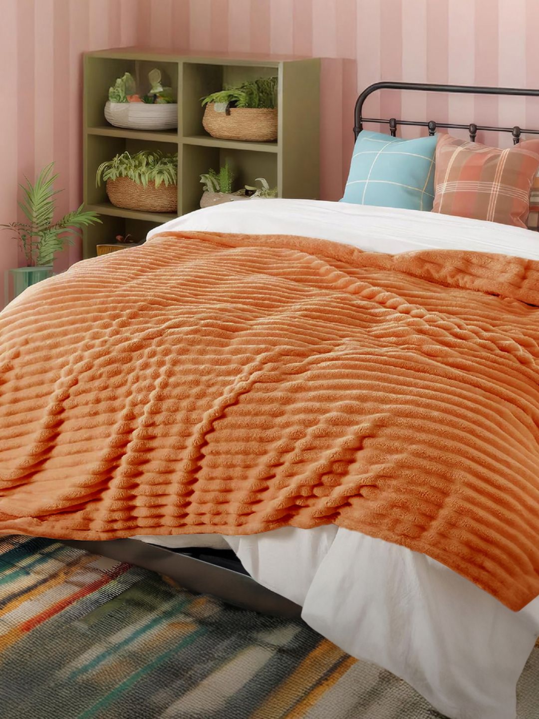 Cortina Cortina Light Brown 350 GSM Striped Double AC Blanket