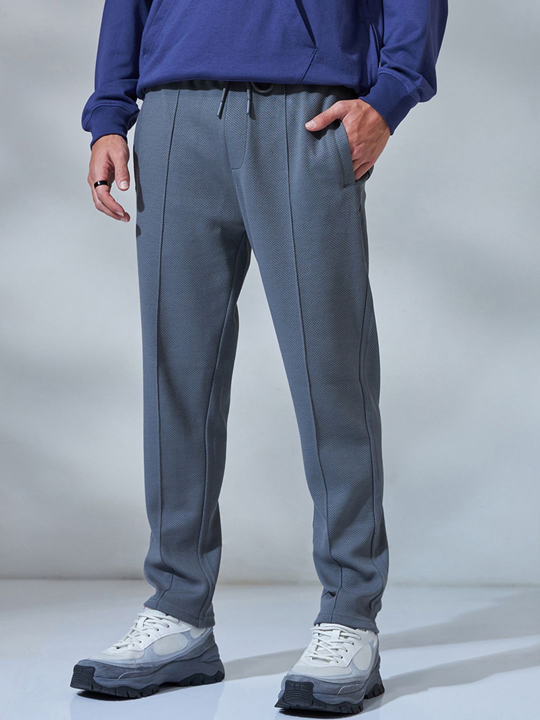 Buy XYXX Men Pack Of 2 Black & Blue Solid Cotton Track Pants