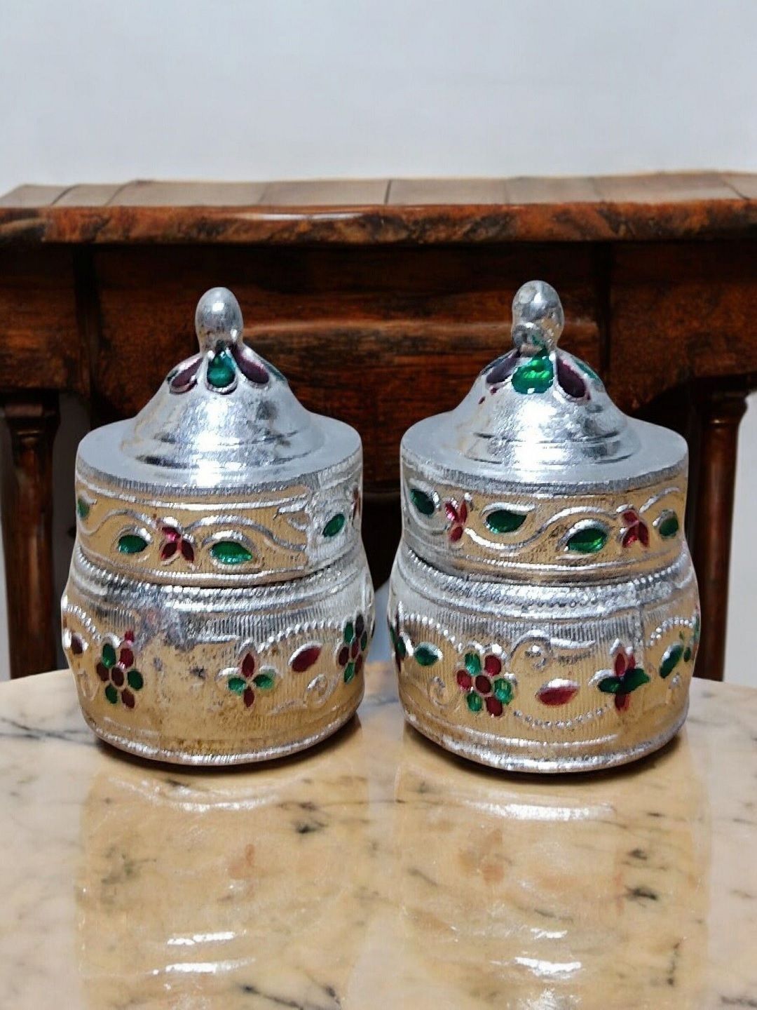 Sigaram 2-Pcs Textured House Warming Pooja Haldi Kumkum Box