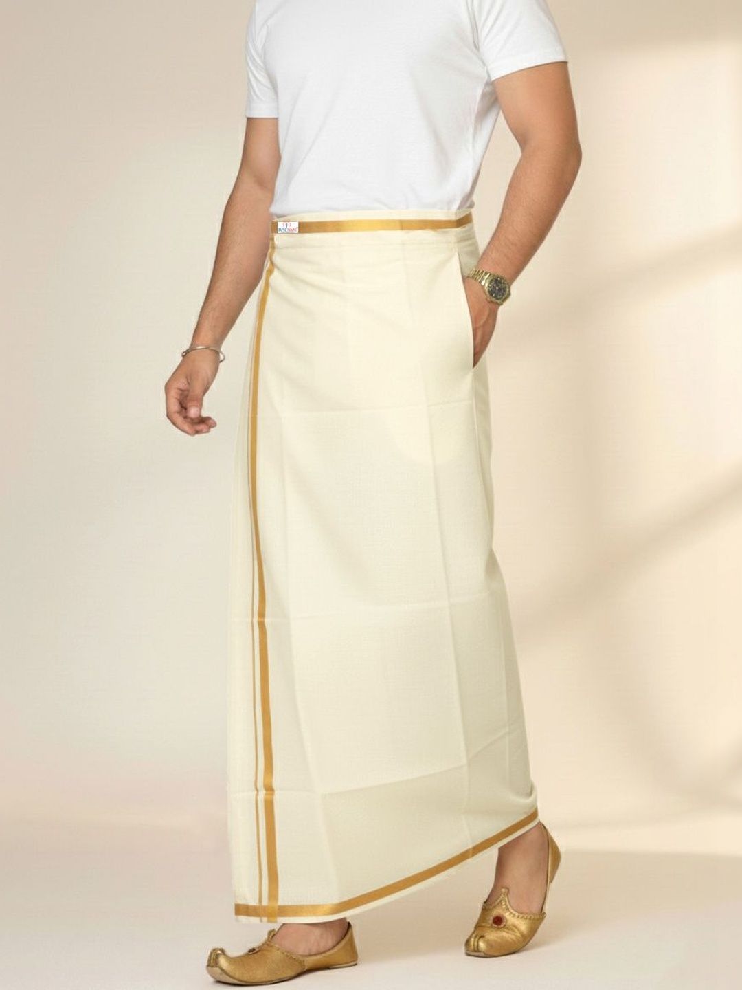 TUNI MANI Men Double Layer Welcro Pocket Dhoti