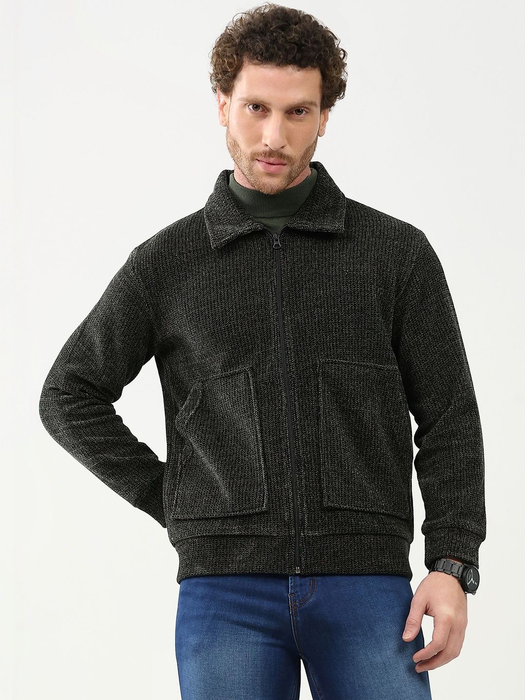 Global Republic Men Woollen Open Front Jacket
