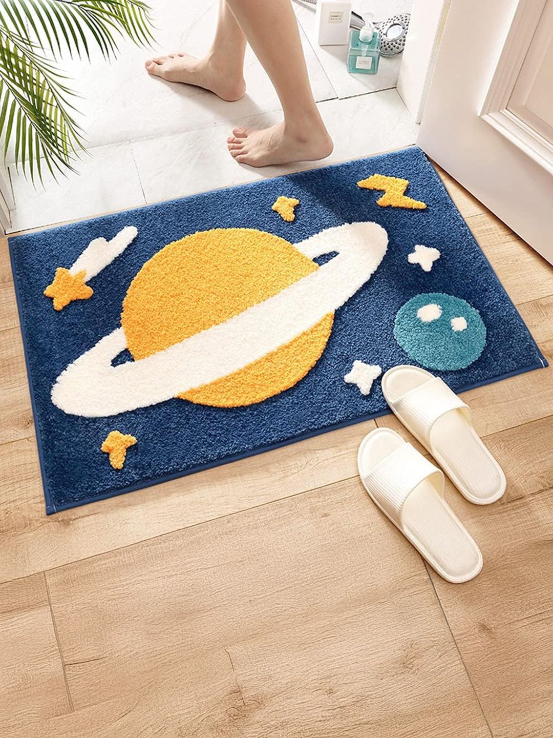 Homio Blue & Yellow Textured Anti-Skid Doormts