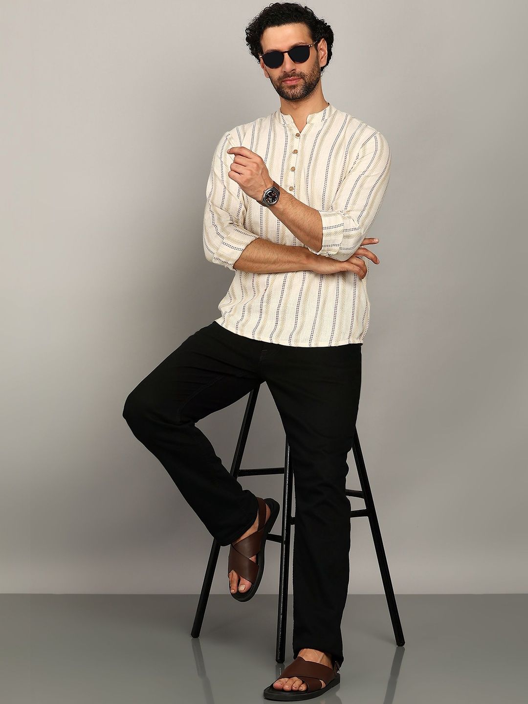 HERE&NOW Men Striped Kurta