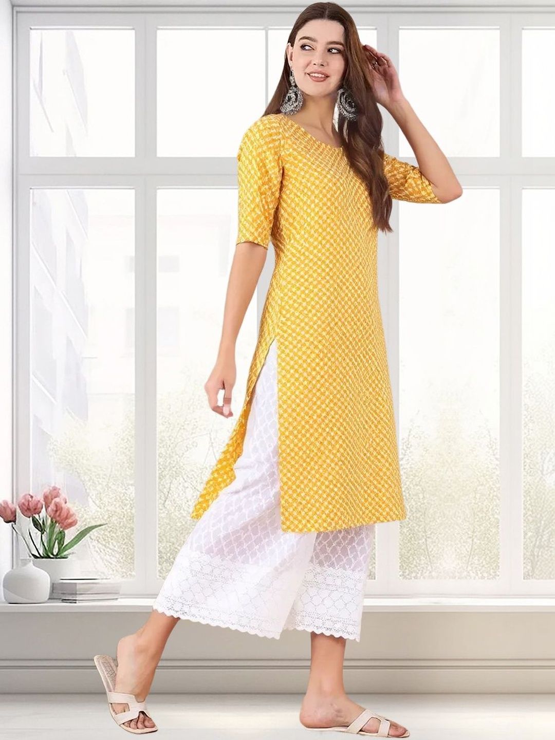 arangya Pack Of 3 Women Geometric Printed Crepe Kurta