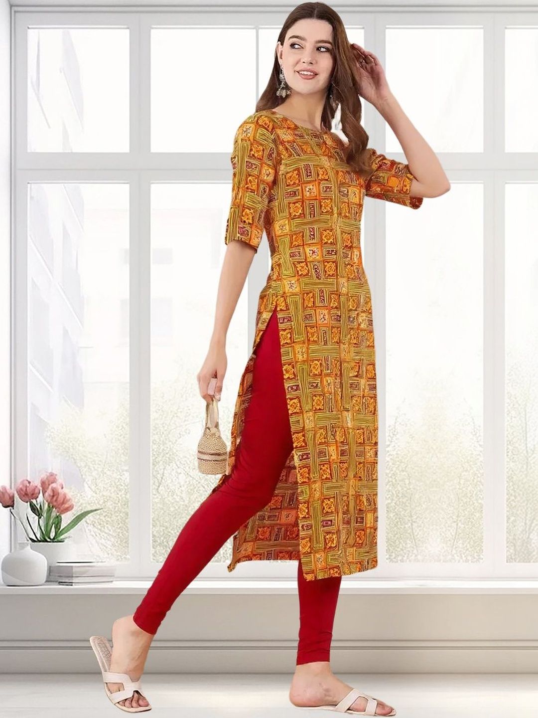 arangya Women Pack Of 3 Geometric Printed Crepe Kurta