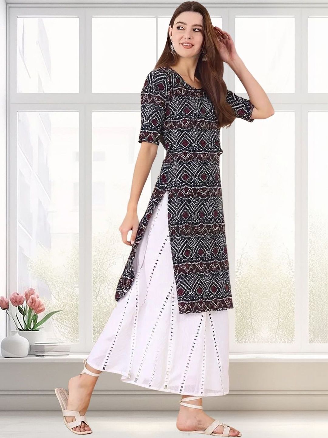 arangya Women Pack Of 3 Ethnic Motifs Printed Crepe Kurta