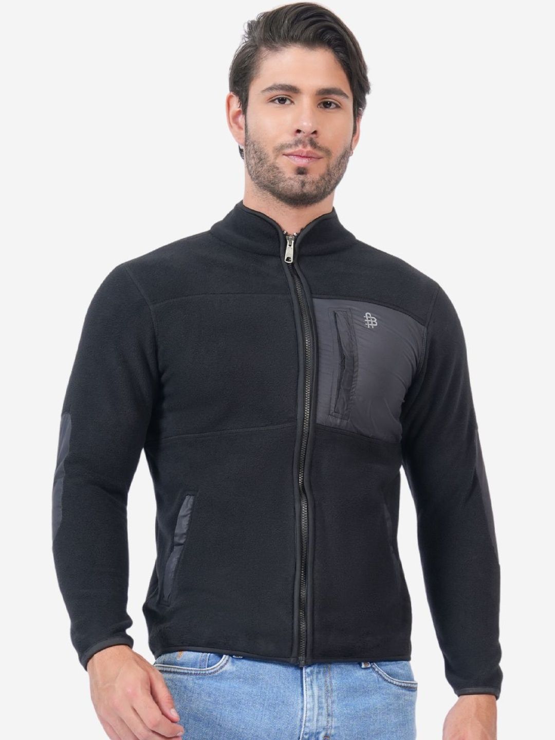 Bonjour Men Colourblocked Woollen Lightweight Outdoor Bomber Jacket