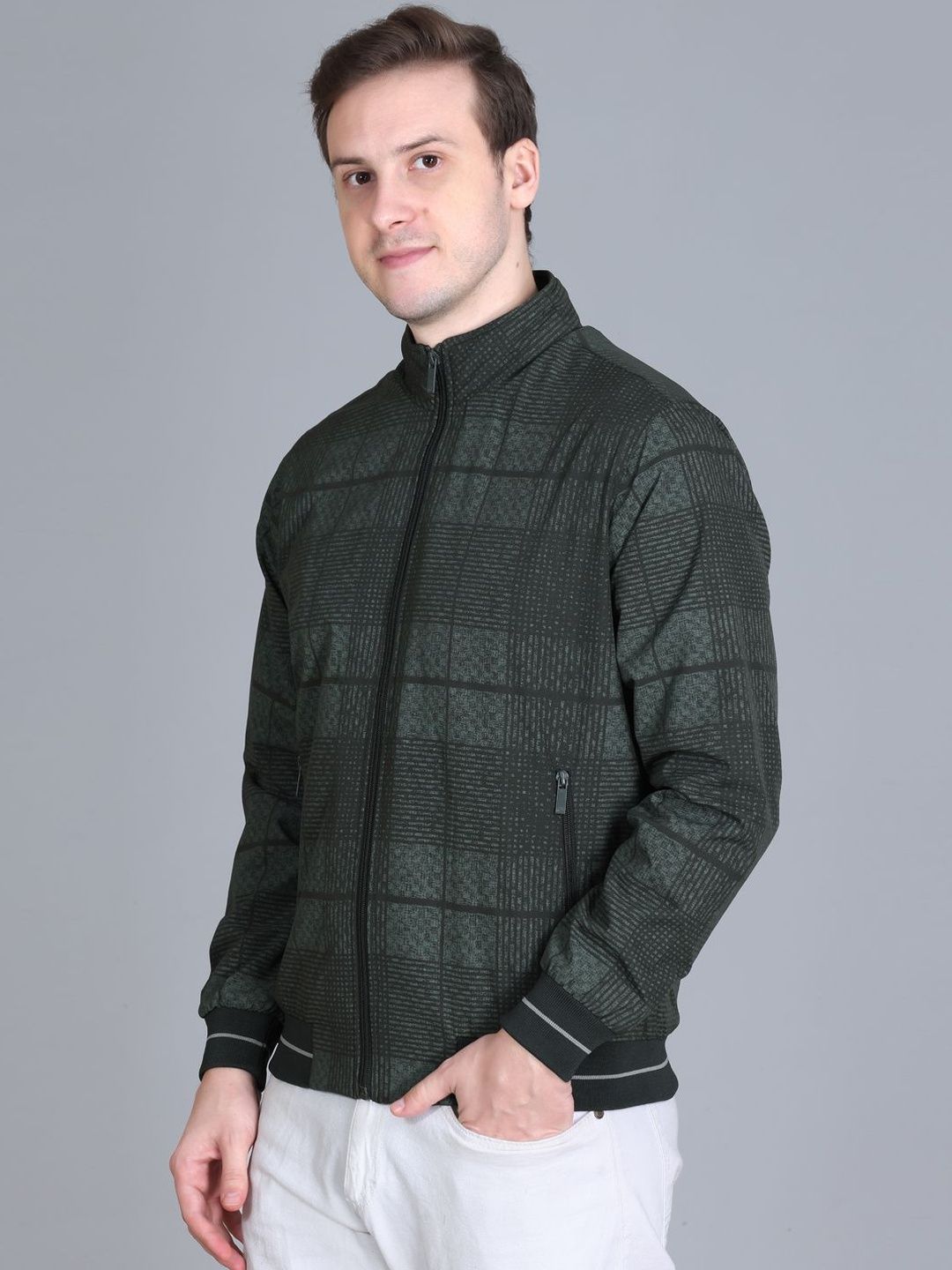 Rare Times Men Checked Lightweight Bomber Jacket